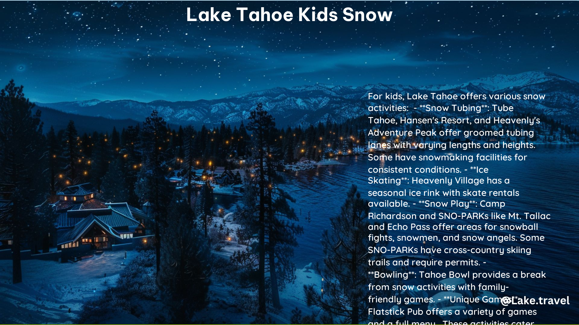 Lake Tahoe Kids Snow