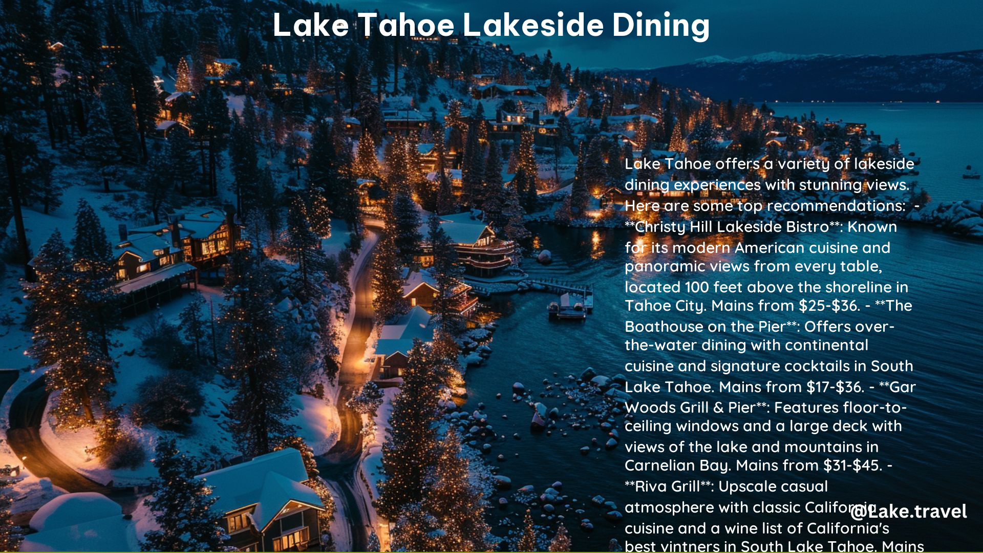 Lake Tahoe Lakeside Dining