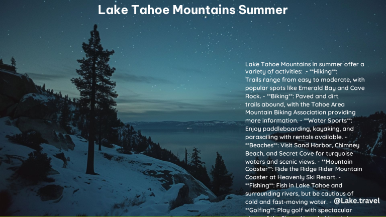 Lake Tahoe Mountains Summer