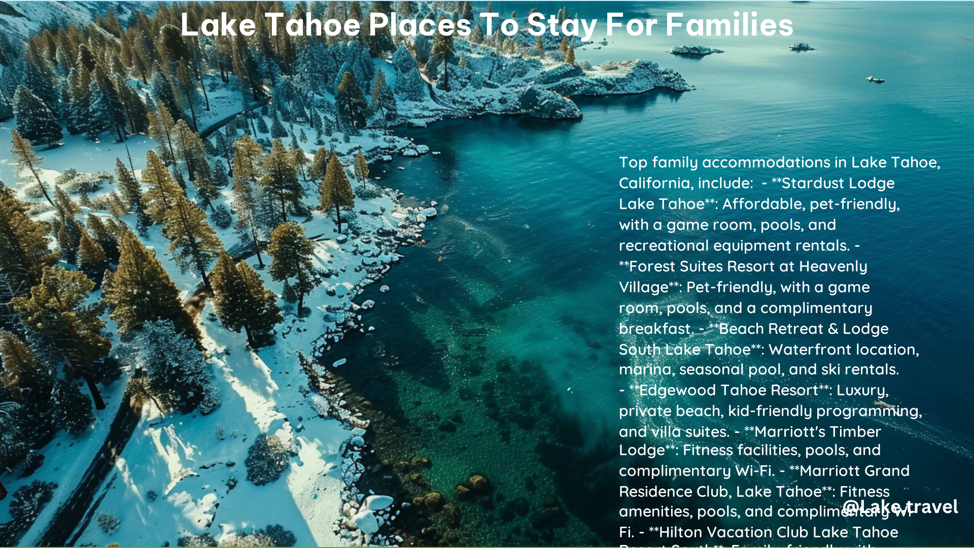 Lake Tahoe Places to Stay for Families