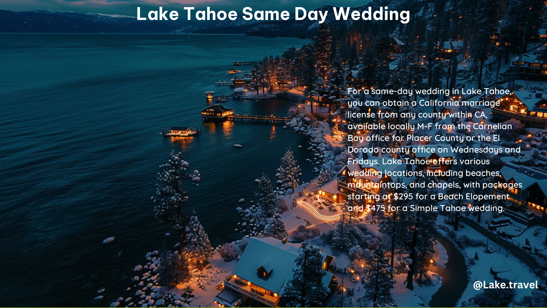 Lake Tahoe Same Day Wedding