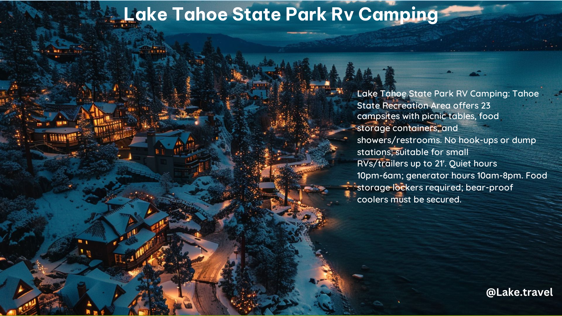 Lake Tahoe State Park RV Camping