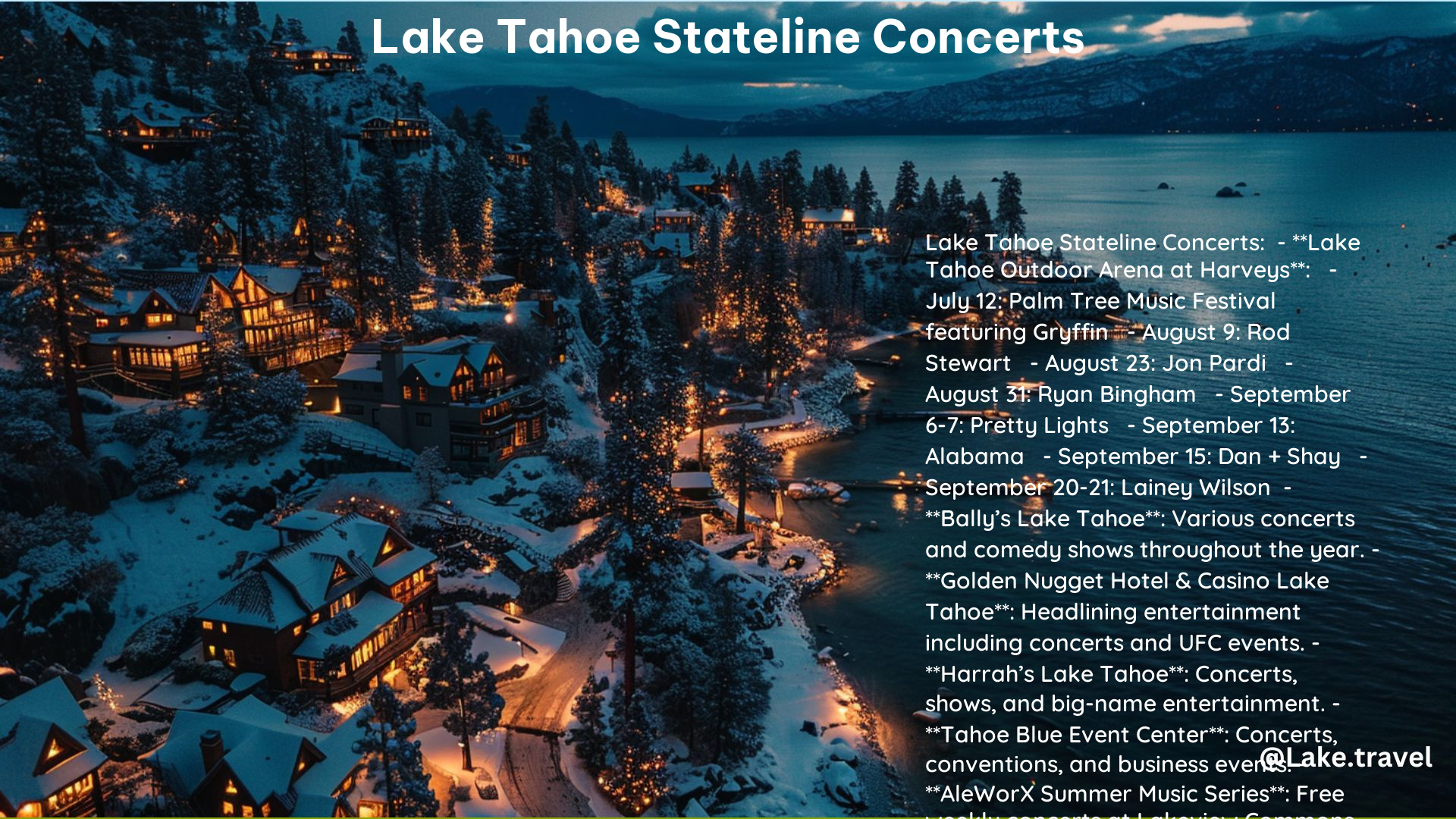 Lake Tahoe Stateline Concerts