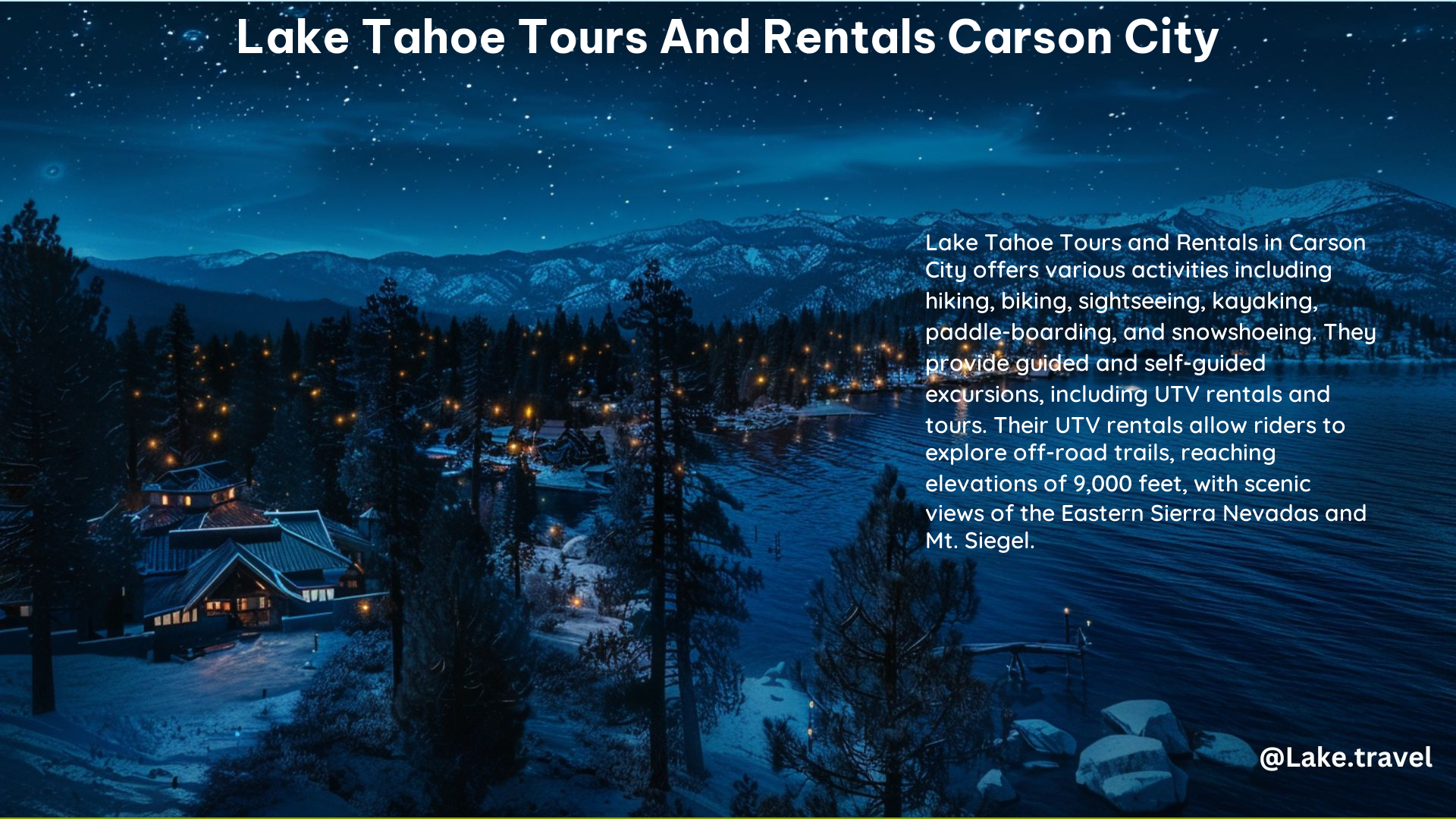 Lake Tahoe Tours and Rentals Carson City