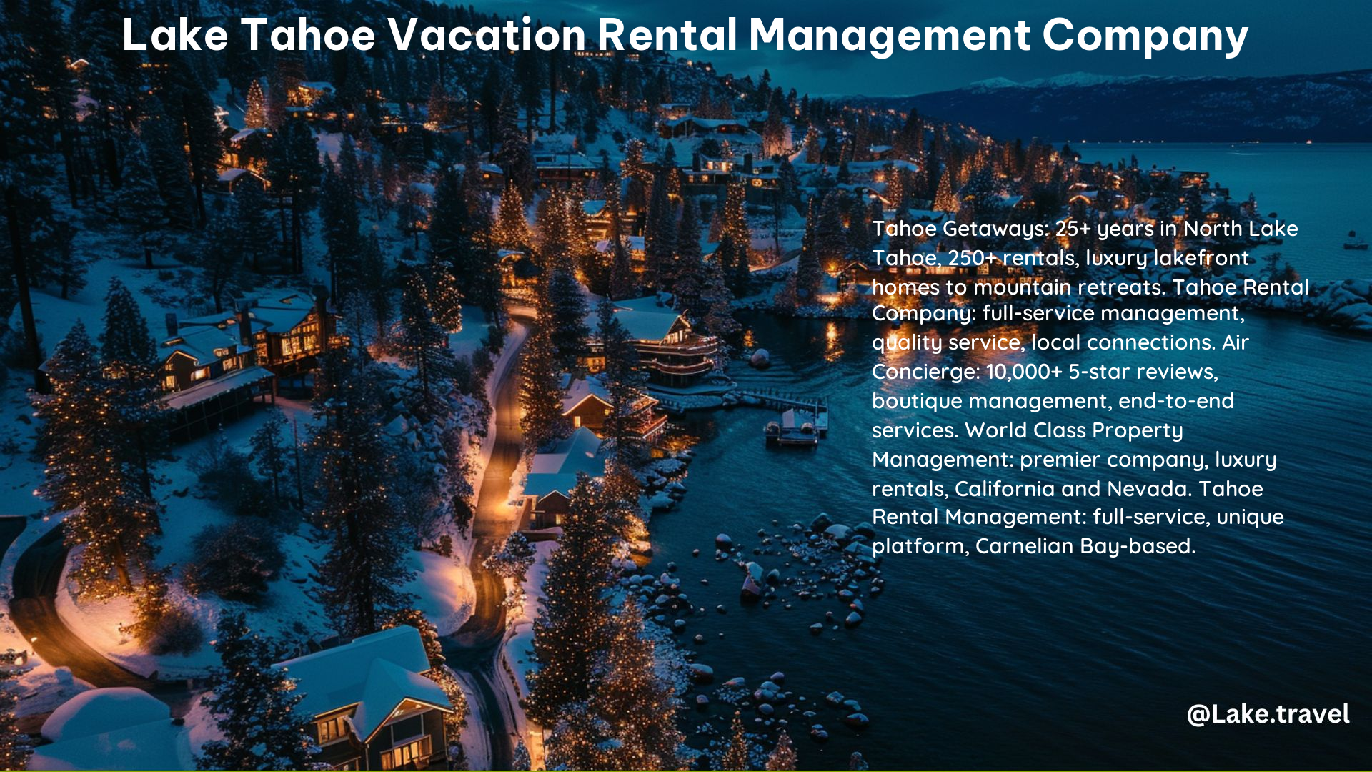 Lake Tahoe Vacation Rental Management Company