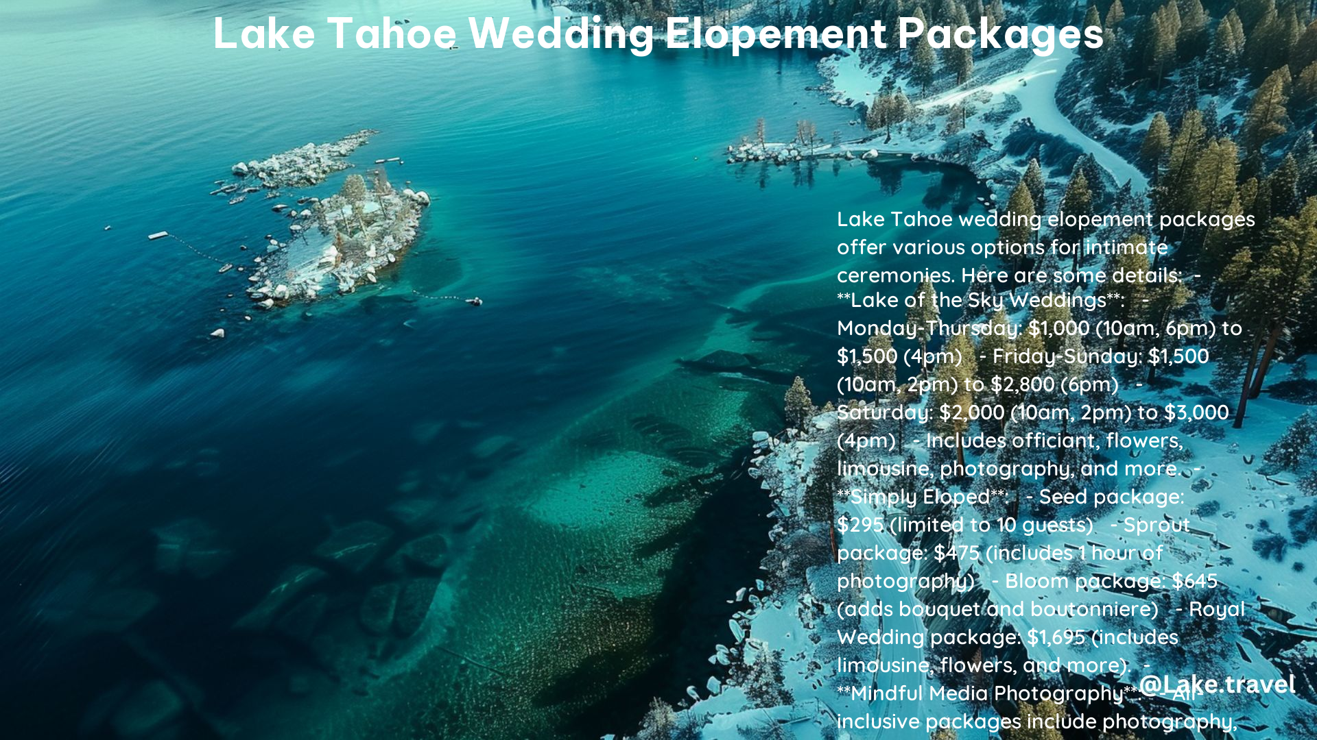 Lake Tahoe Wedding Elopement Packages