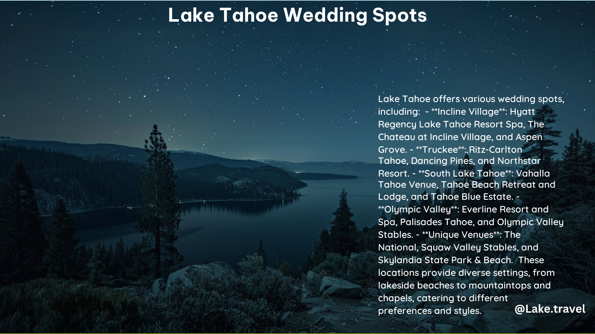 Lake Tahoe Wedding Spots