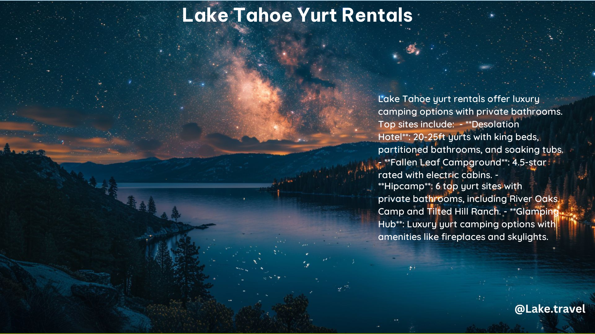 Lake Tahoe Yurt Rentals