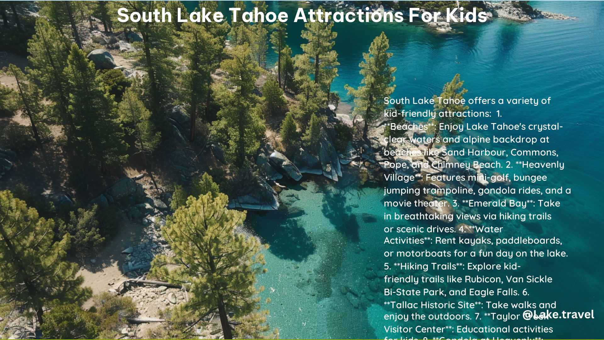 South Lake Tahoe Attractions for Kids