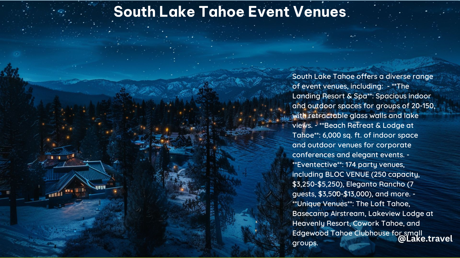 South Lake Tahoe Event Venues