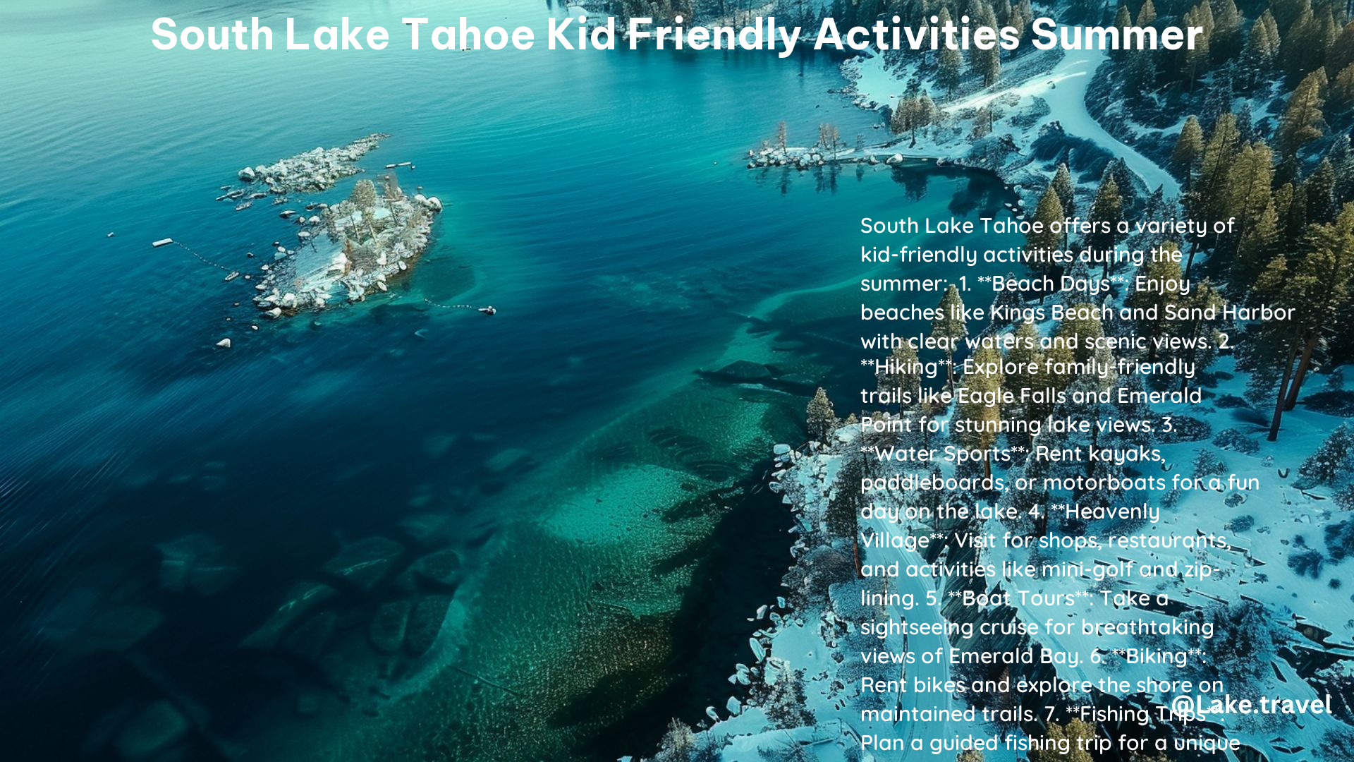 South Lake Tahoe Kid Friendly Activities Summer