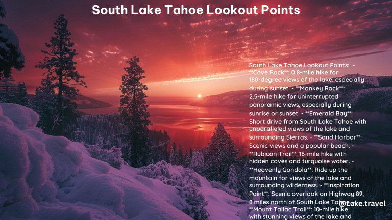 South Lake Tahoe Lookout Points