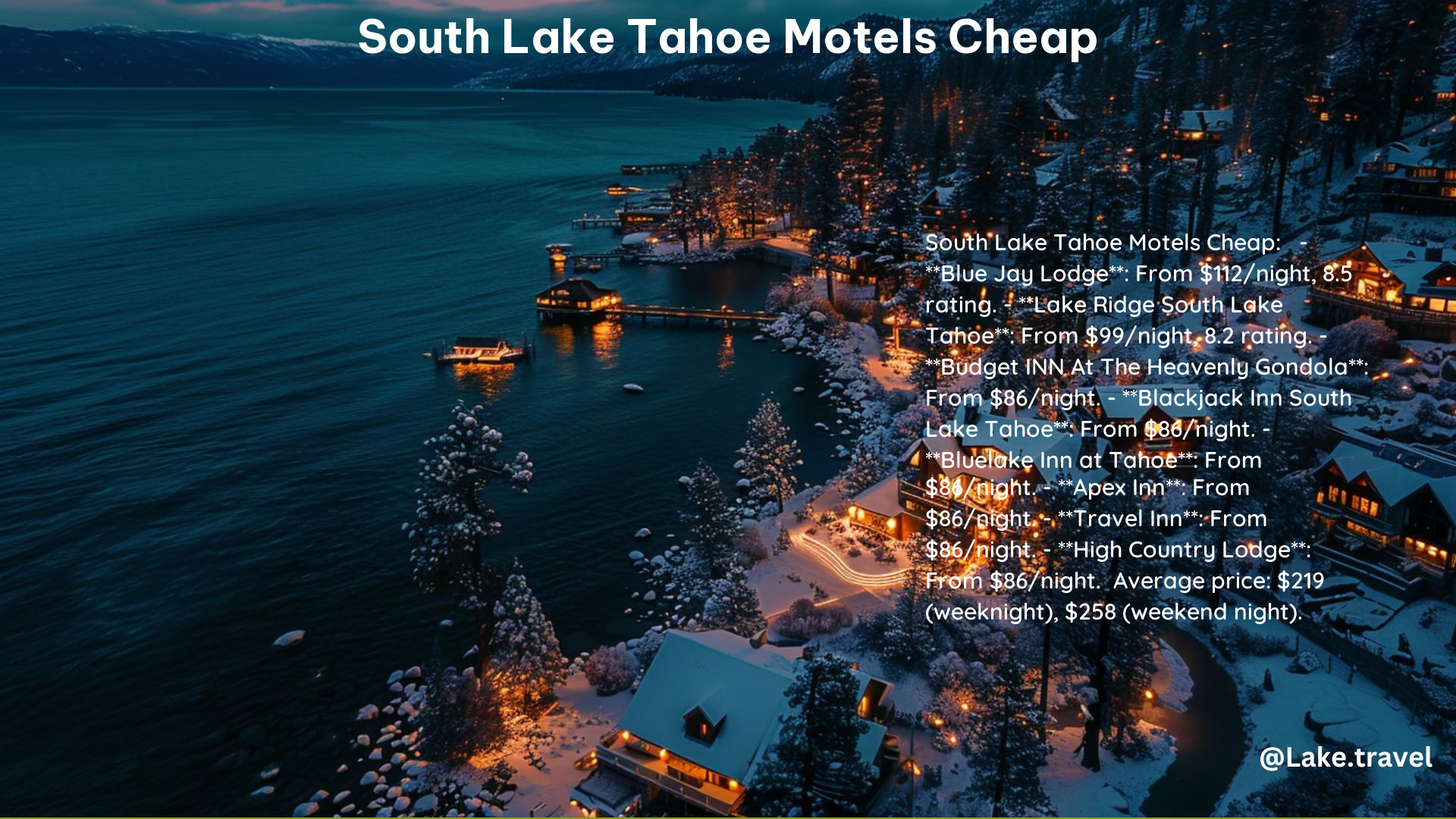 South Lake Tahoe Motels Cheap