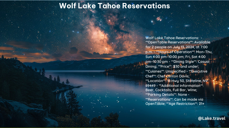 Wolf Lake Tahoe Reservations