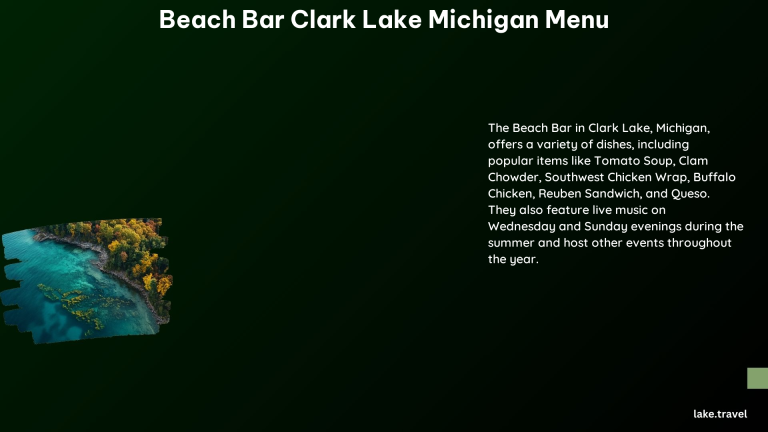 Beach Bar Clark Lake Michigan Menu