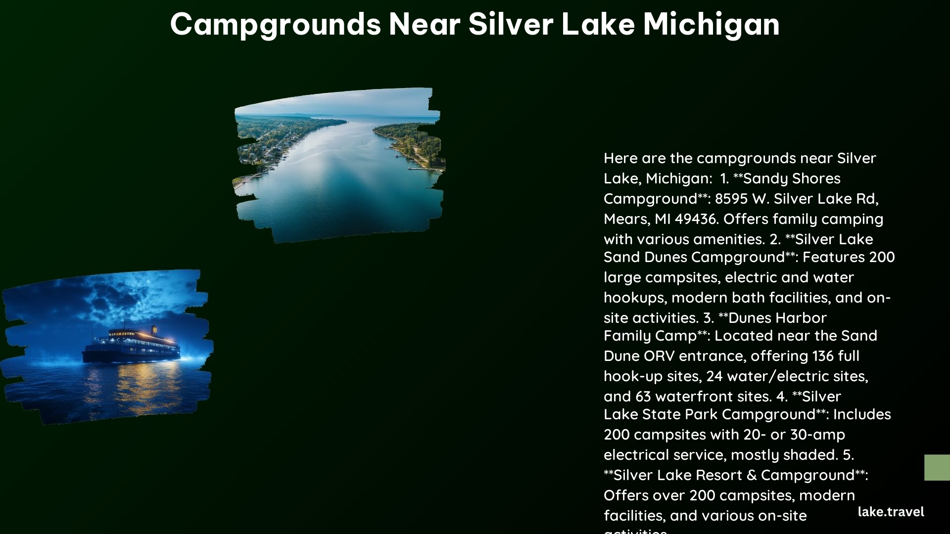 Campgrounds Near Silver Lake Michigan