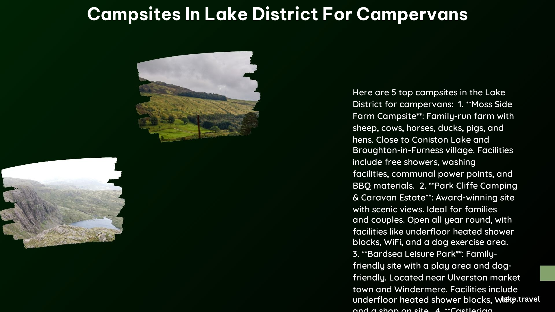 Campsites in Lake District for Campervans