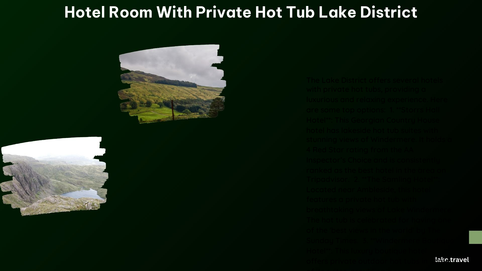 Hotel Room With Private Hot Tub Lake District