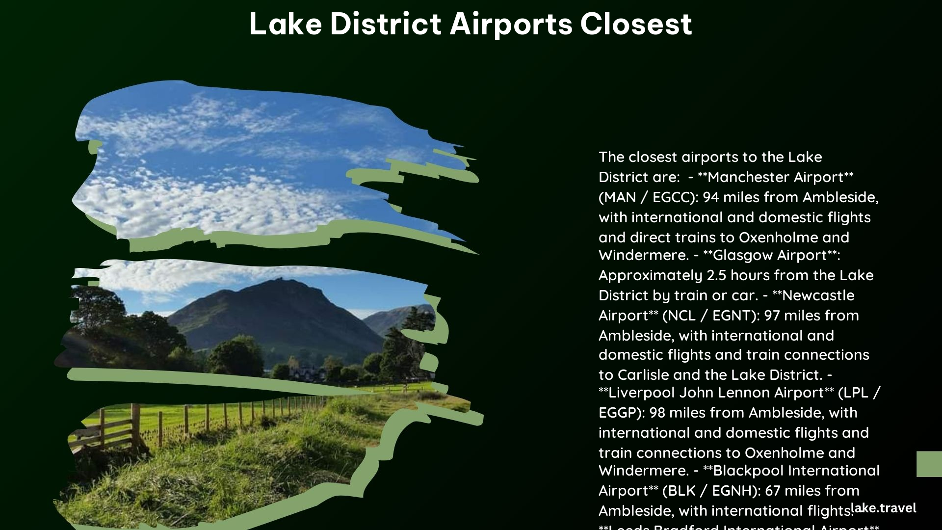 Lake District Airports Closest