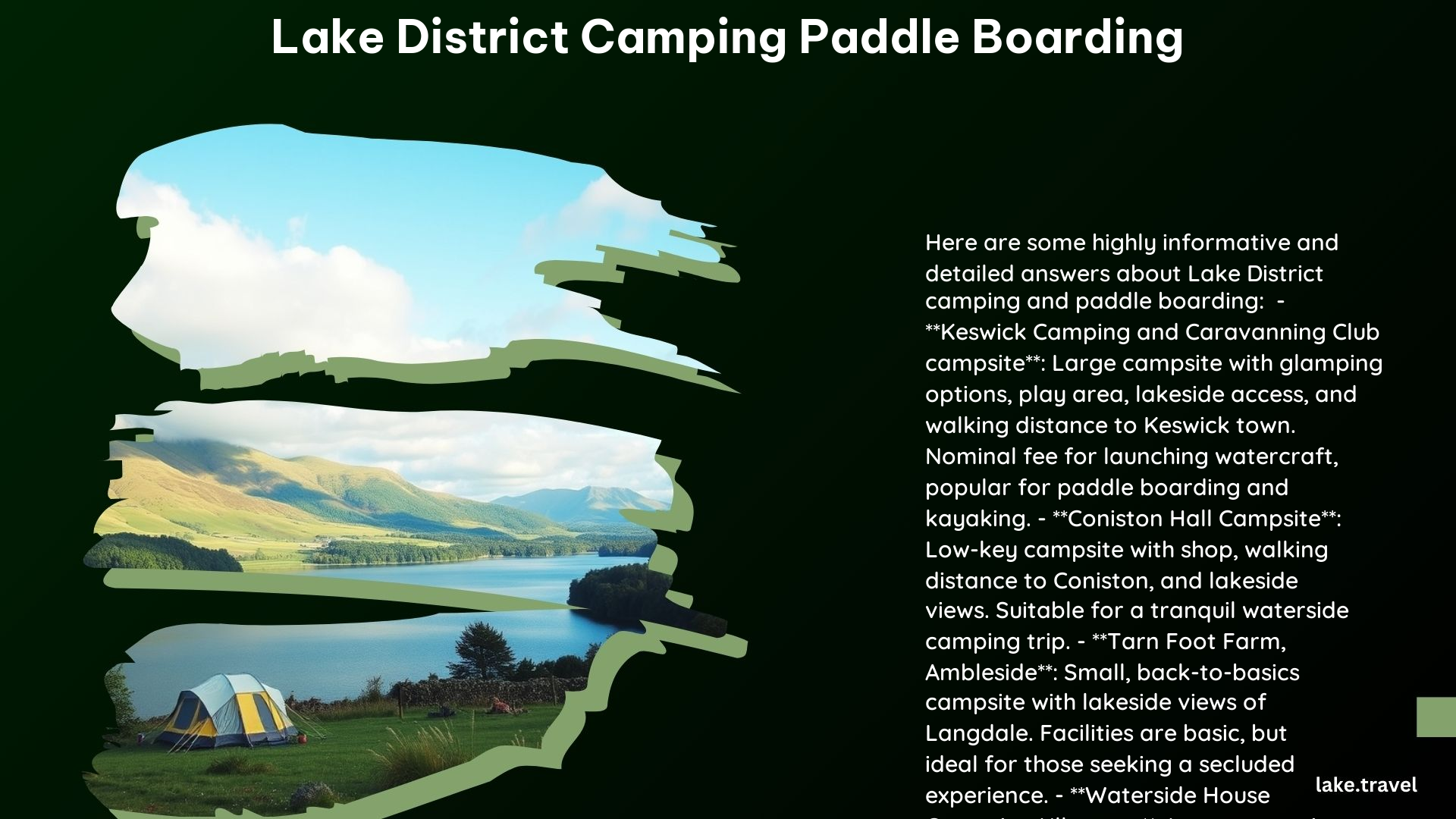 Lake District Camping Paddle Boarding