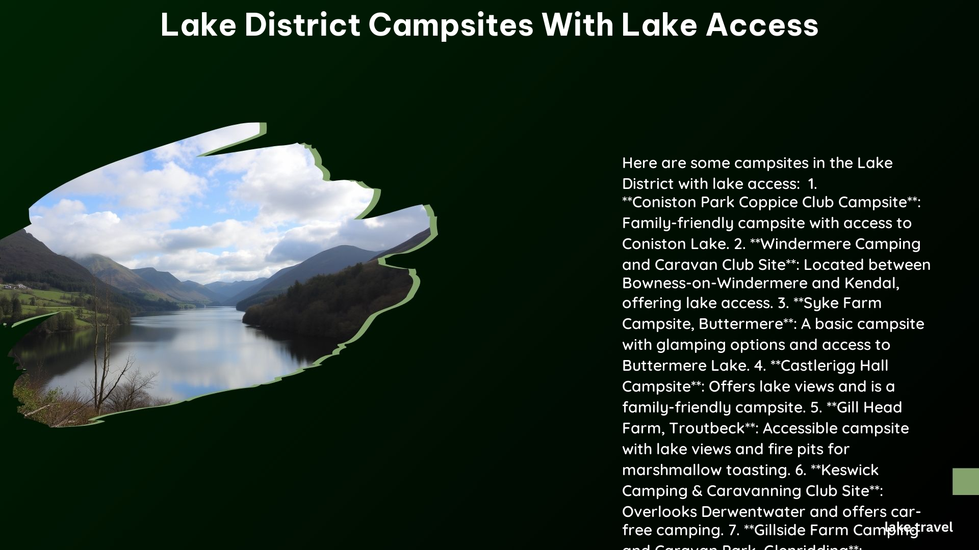 Lake District Campsites With Lake Access