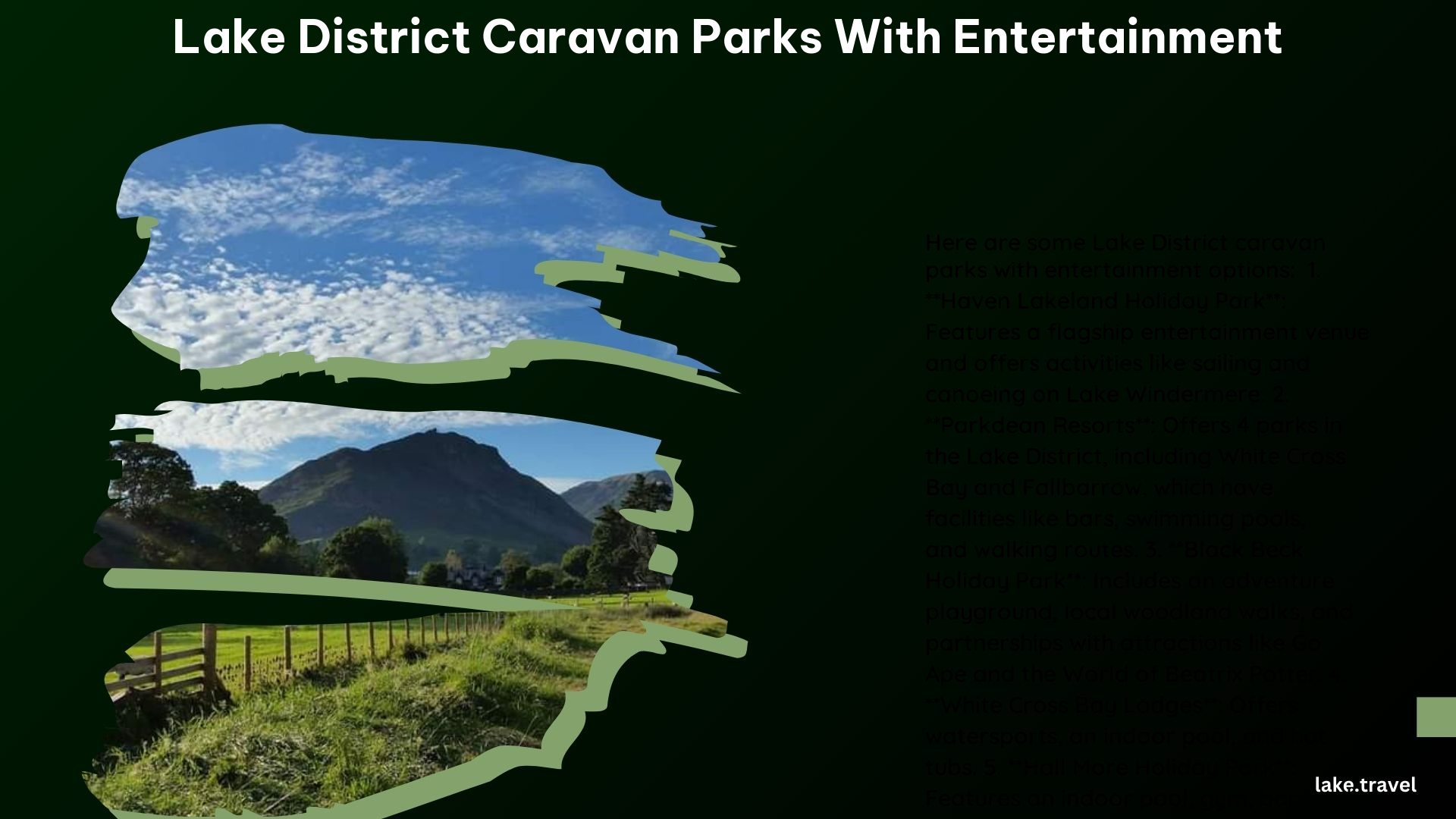 Lake District Caravan Parks With Entertainment