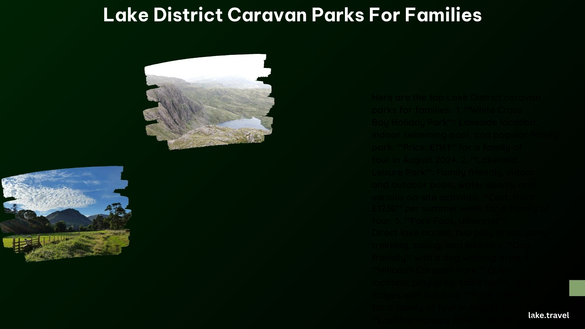 Lake District Caravan Parks for Families