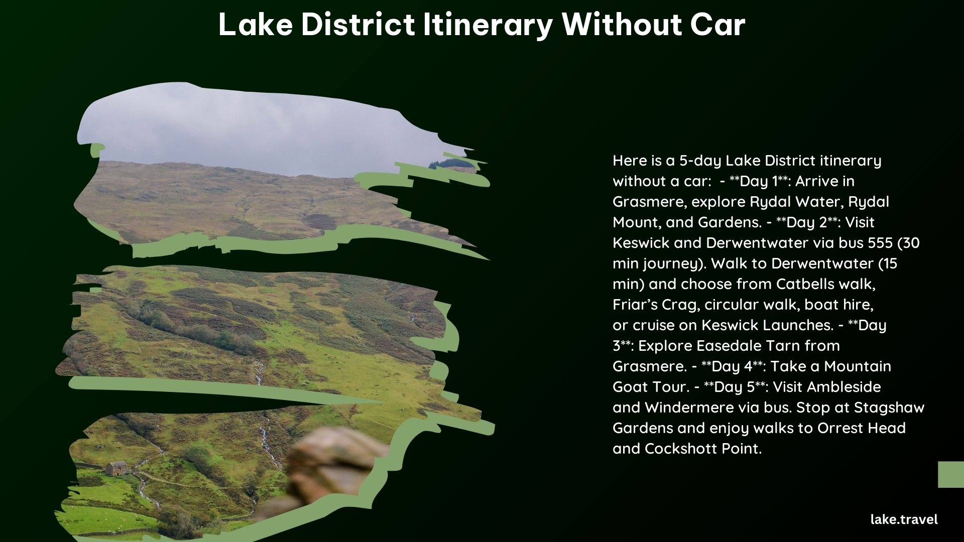 Lake District Itinerary Without Car