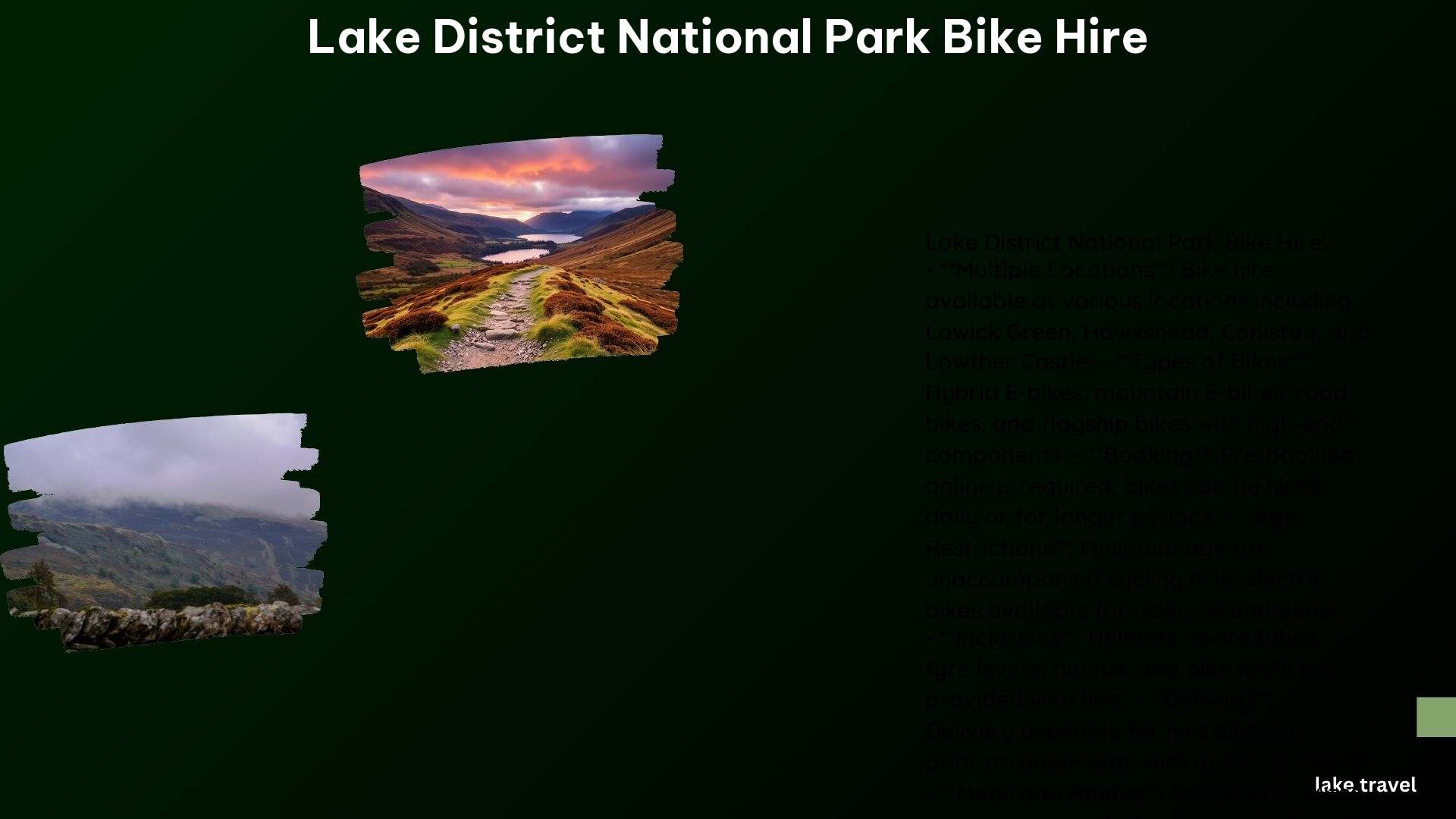 Lake District National Park Bike Hire