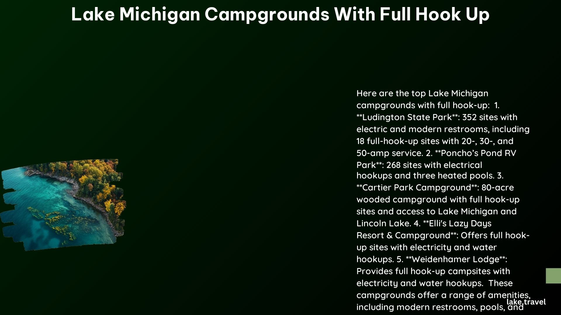 Lake Michigan Campgrounds With Full Hook Up