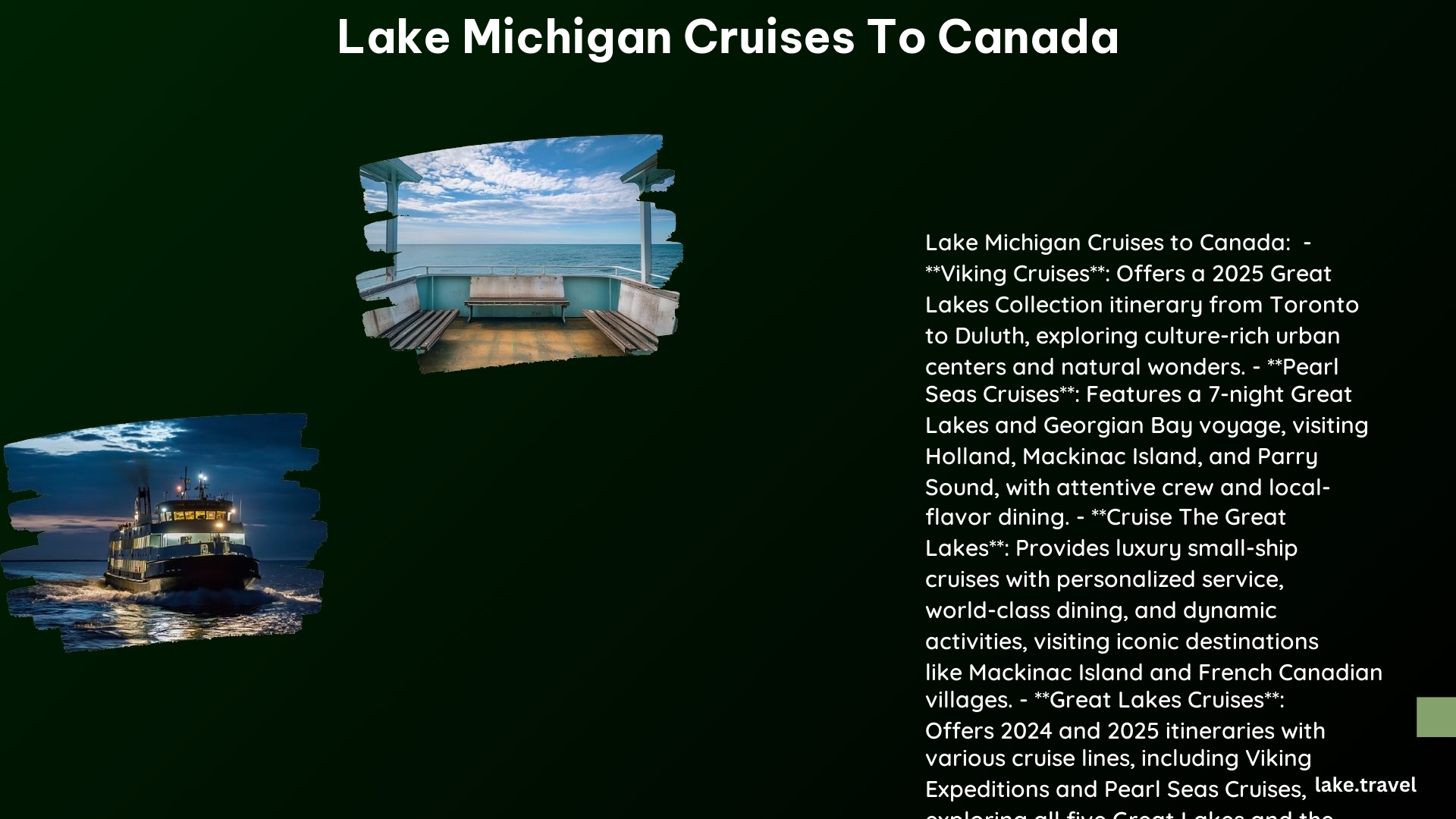 Lake Michigan Cruises to Canada