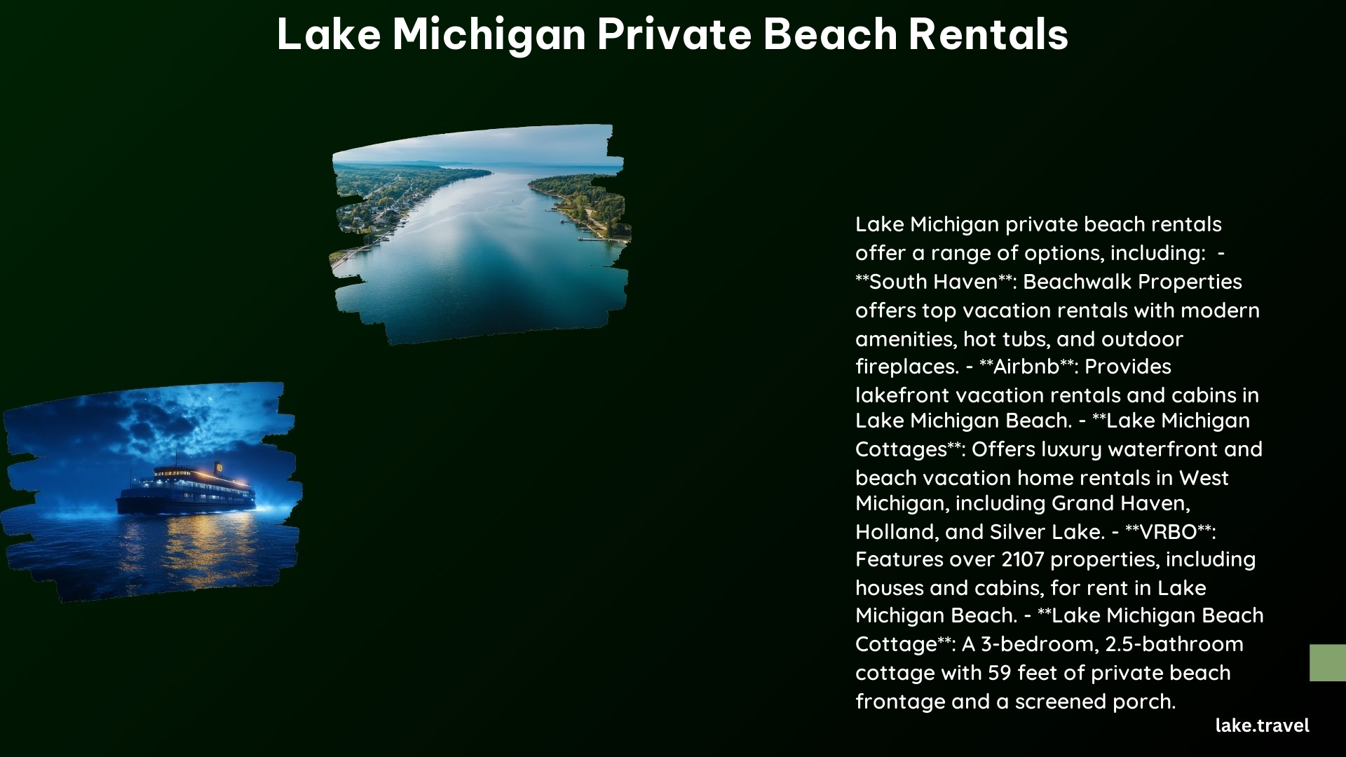 Lake Michigan Private Beach Rentals