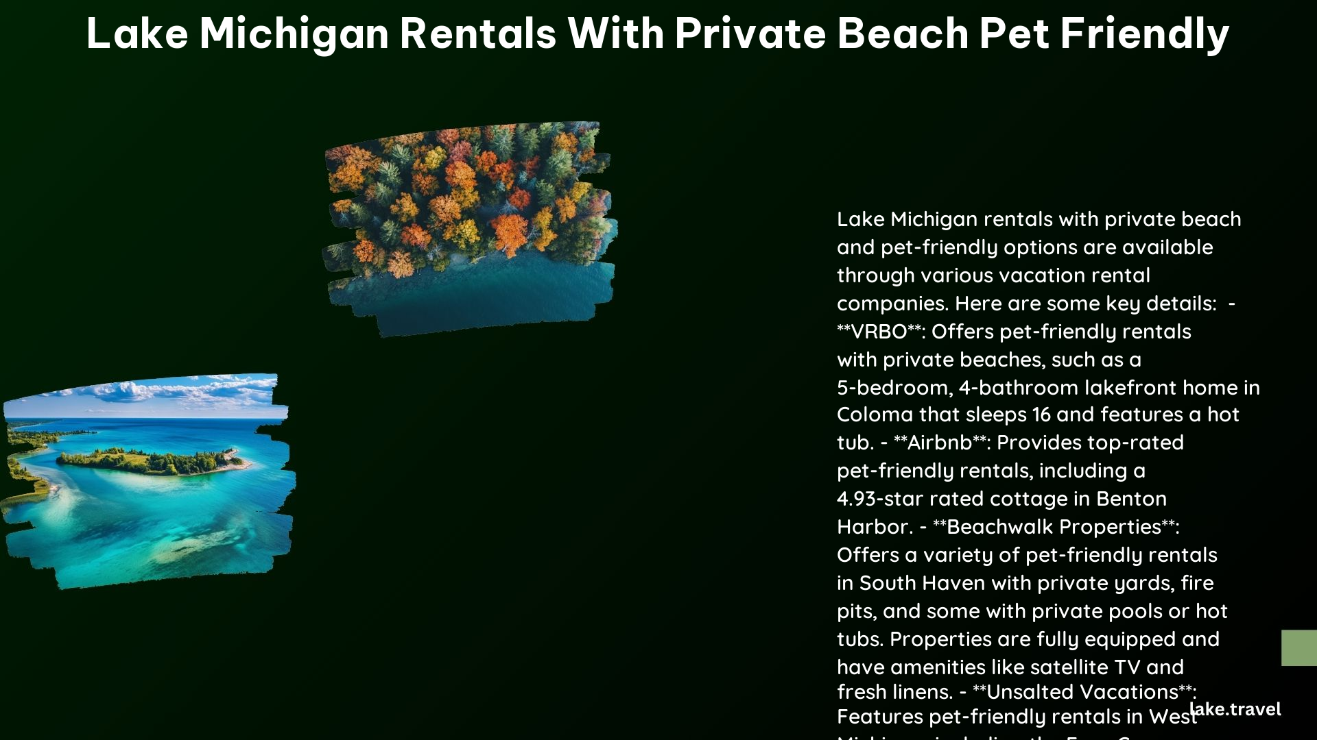 Lake Michigan Rentals With Private Beach Pet Friendly