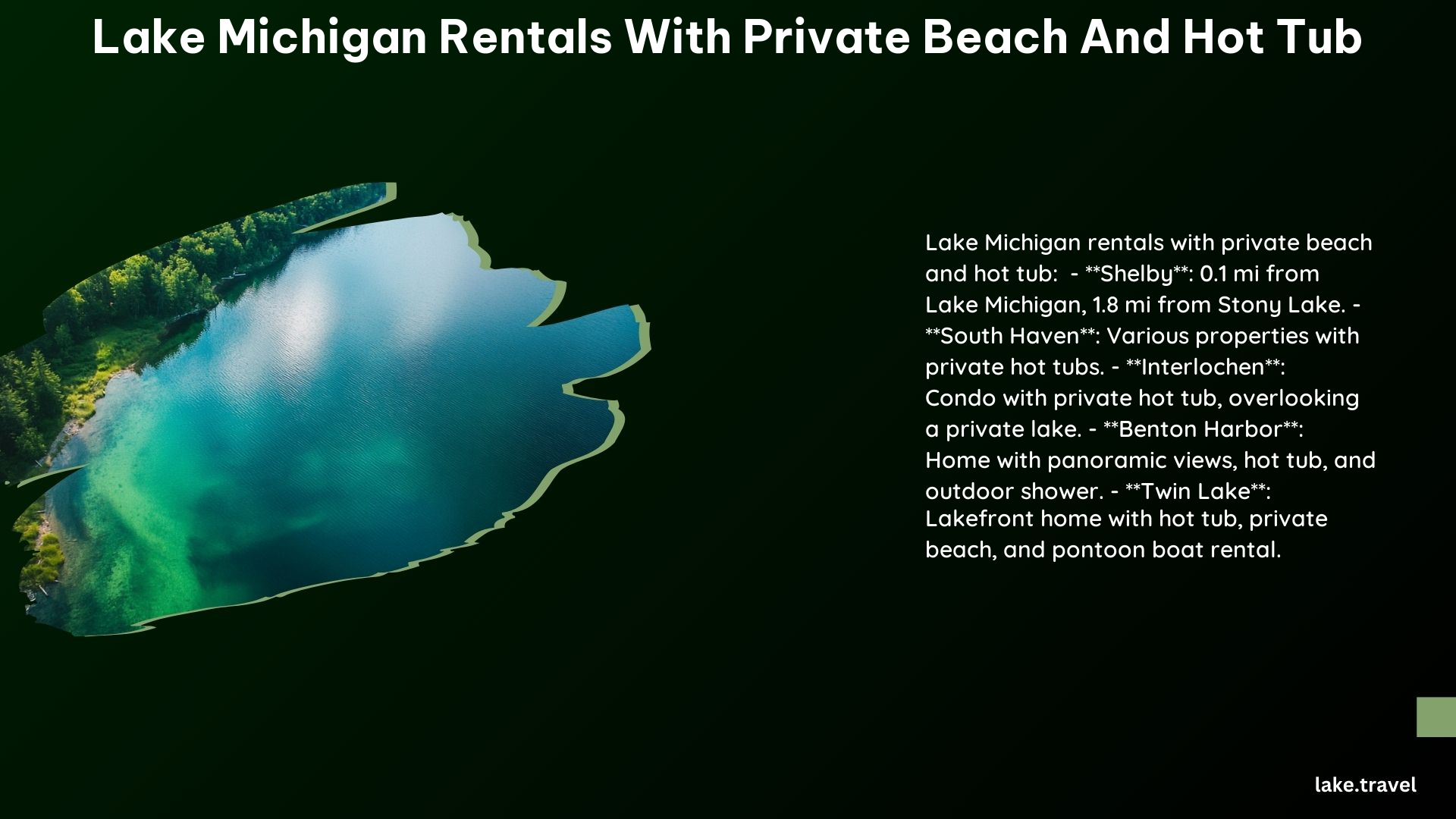 Lake Michigan Rentals With Private Beach and Hot Tub