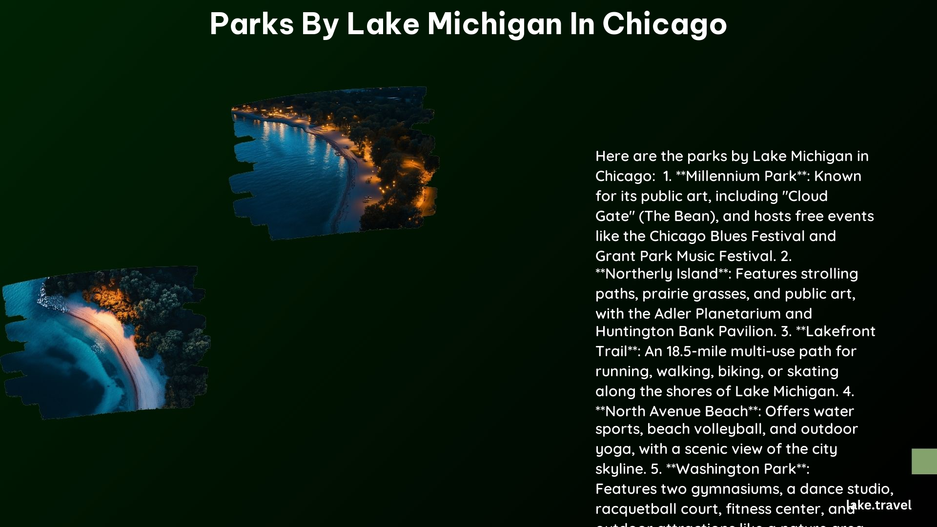 Parks by Lake Michigan in Chicago