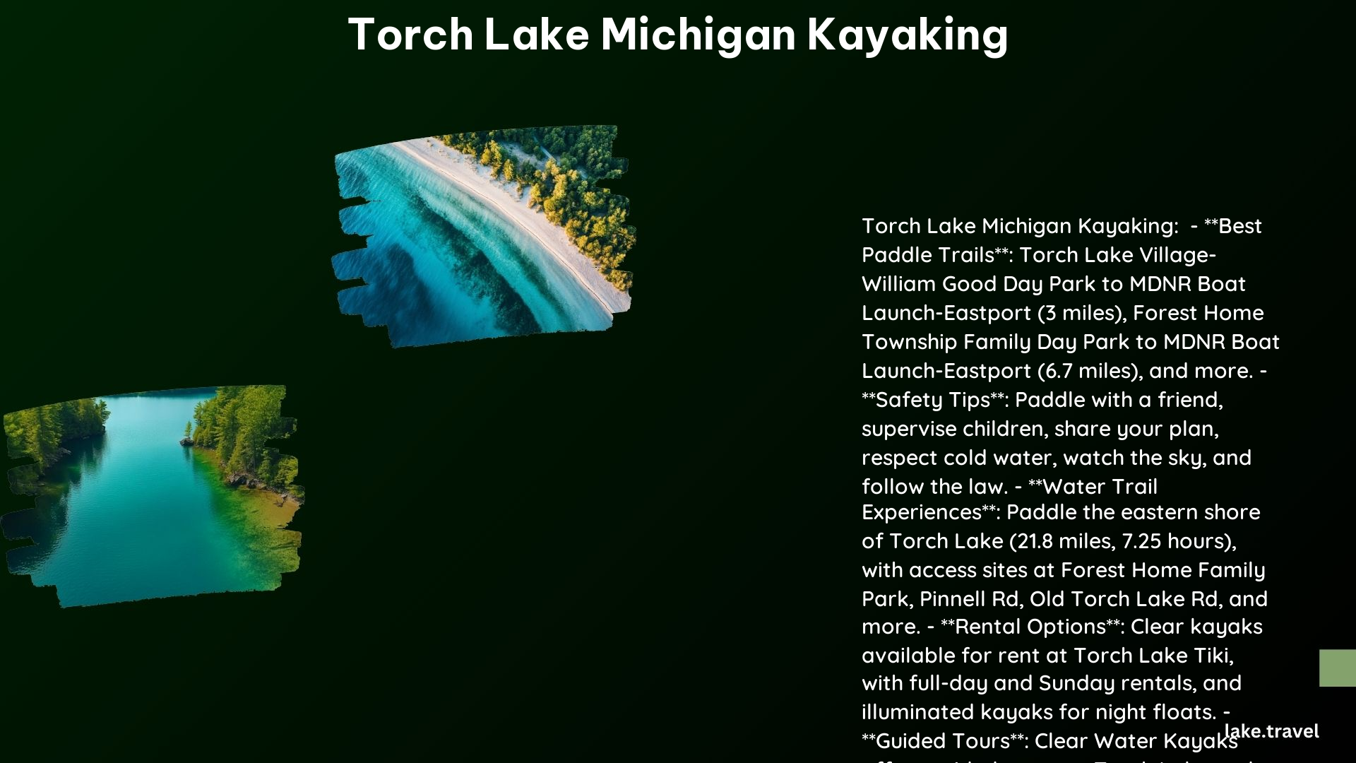 Torch Lake Michigan Kayaking