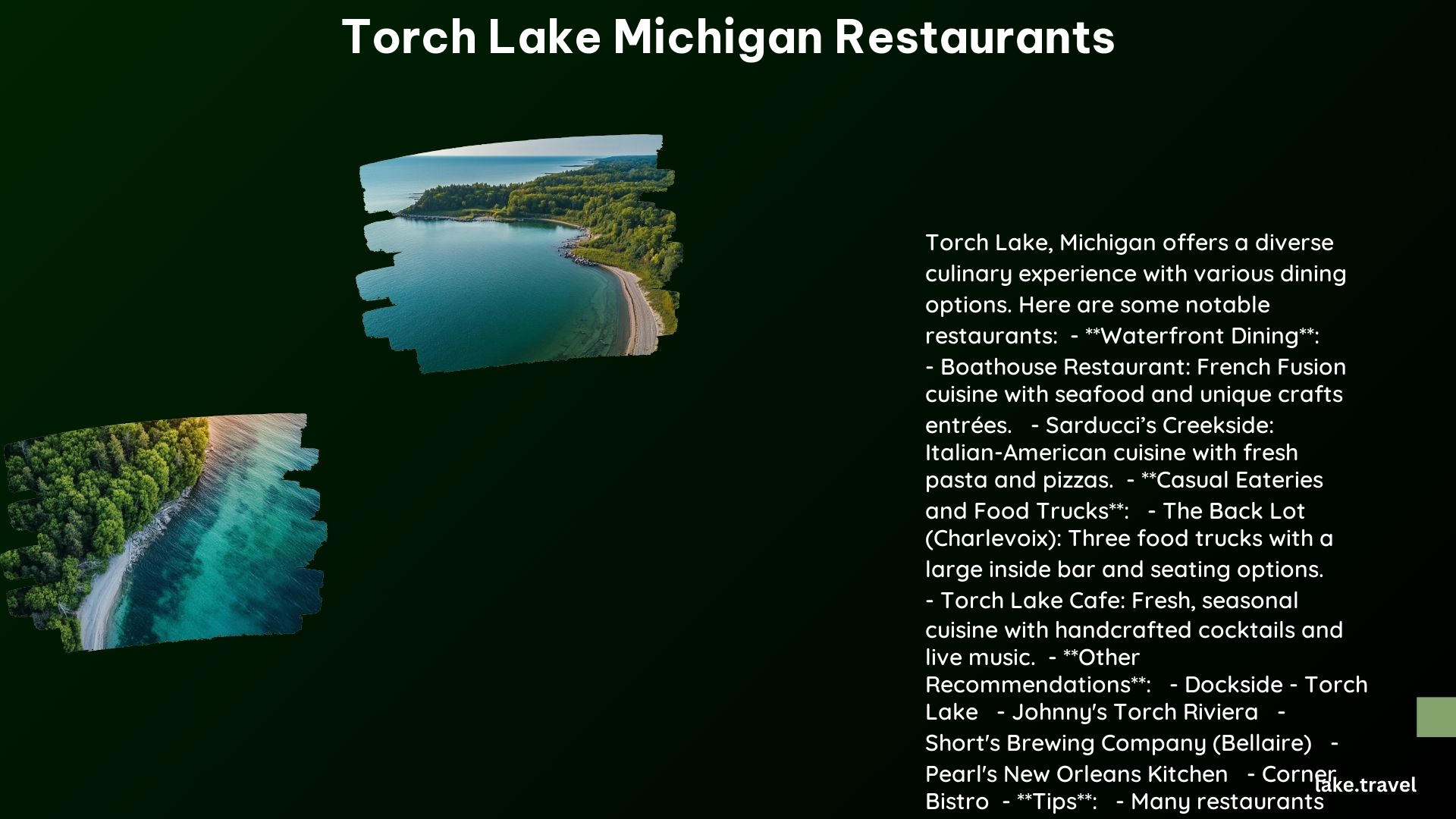 Torch Lake Michigan Restaurants