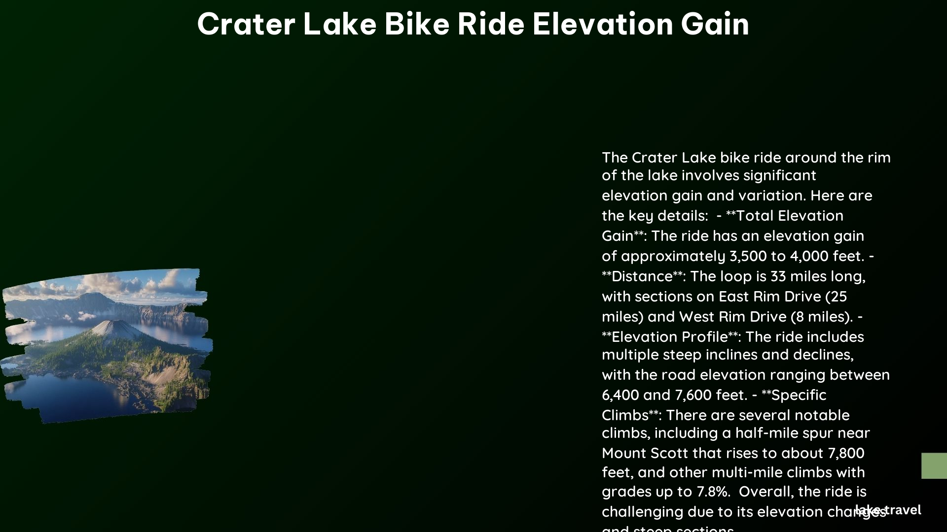 crater lake bike ride elevation gain