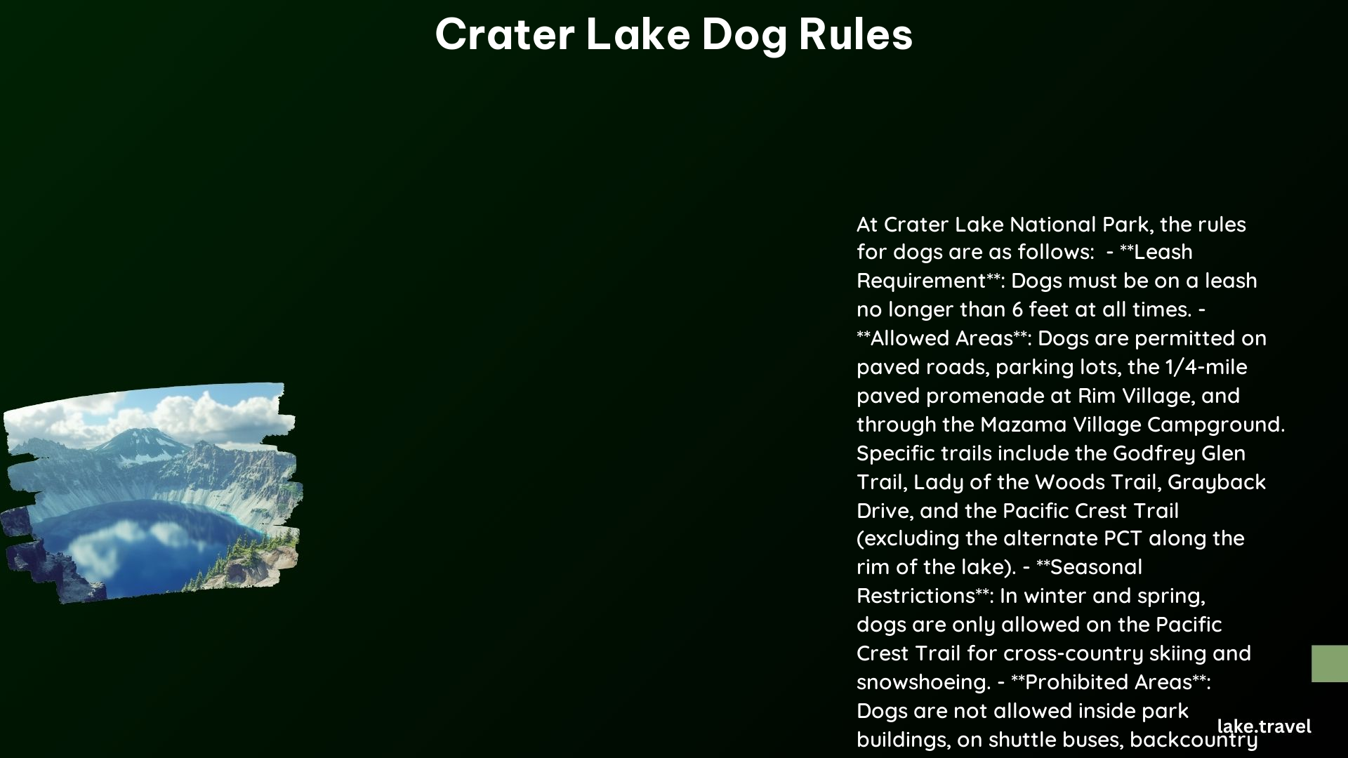 crater lake dog rules