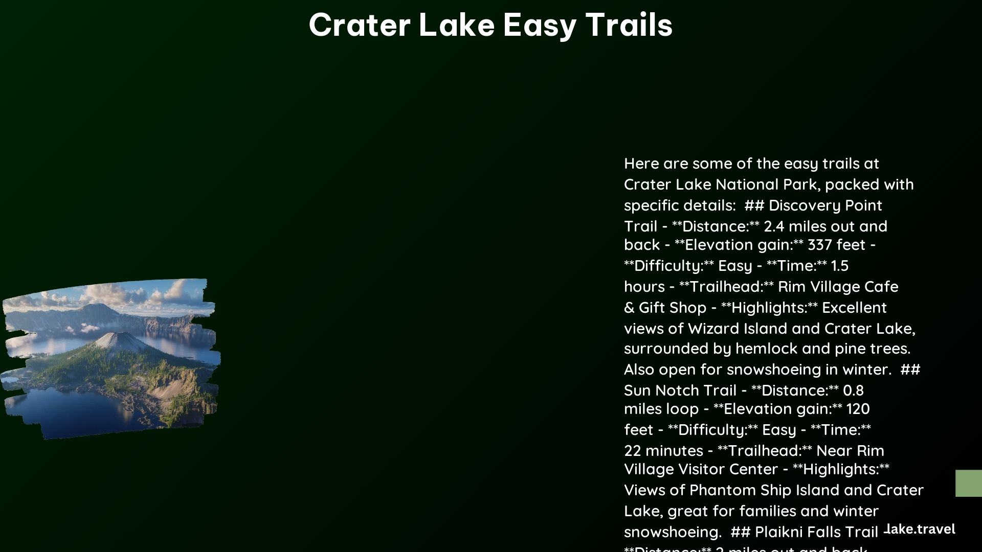 crater lake easy trails