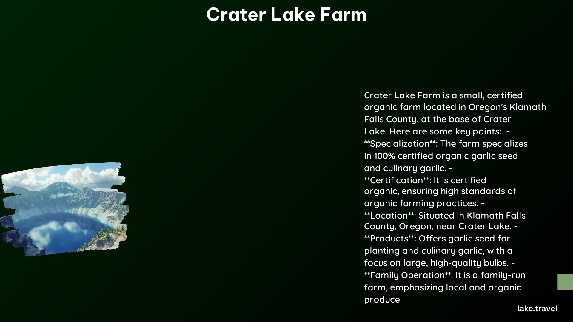 crater lake farm