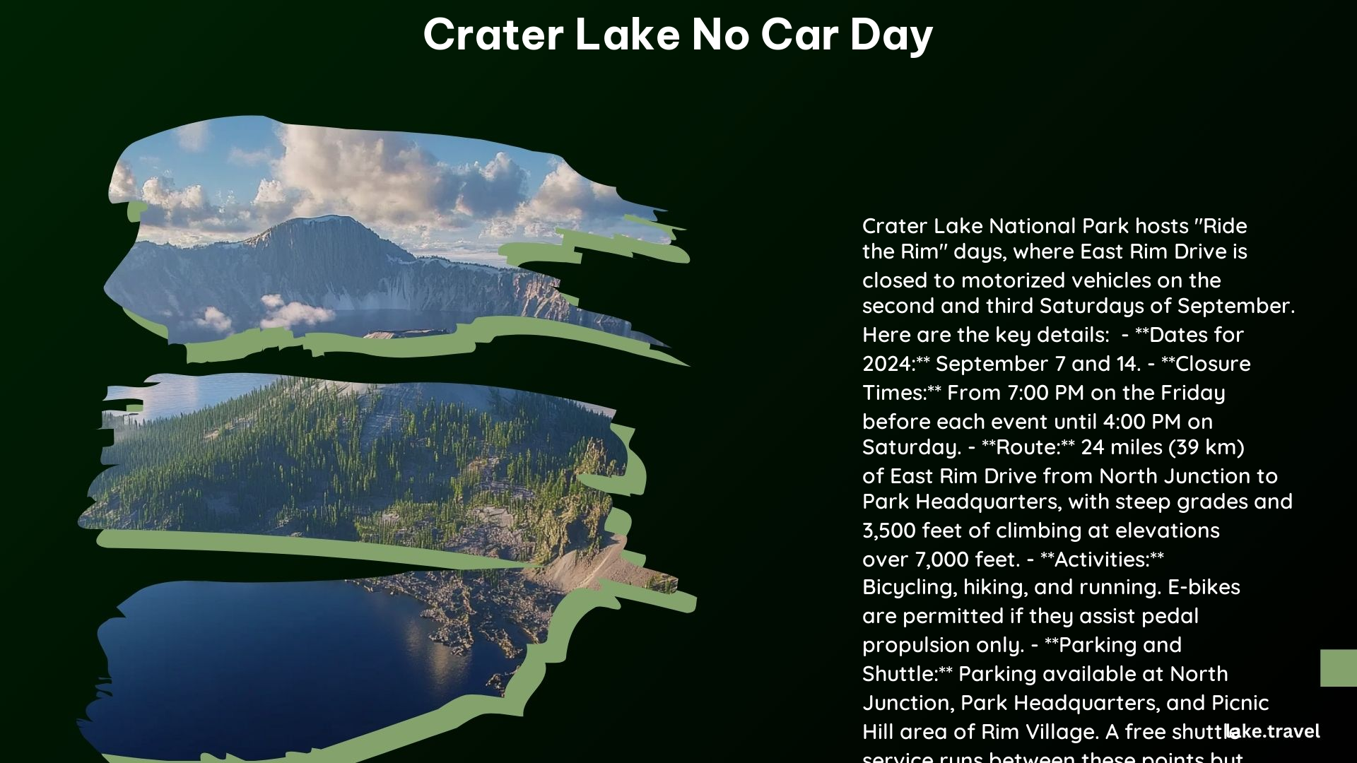 crater lake no car day