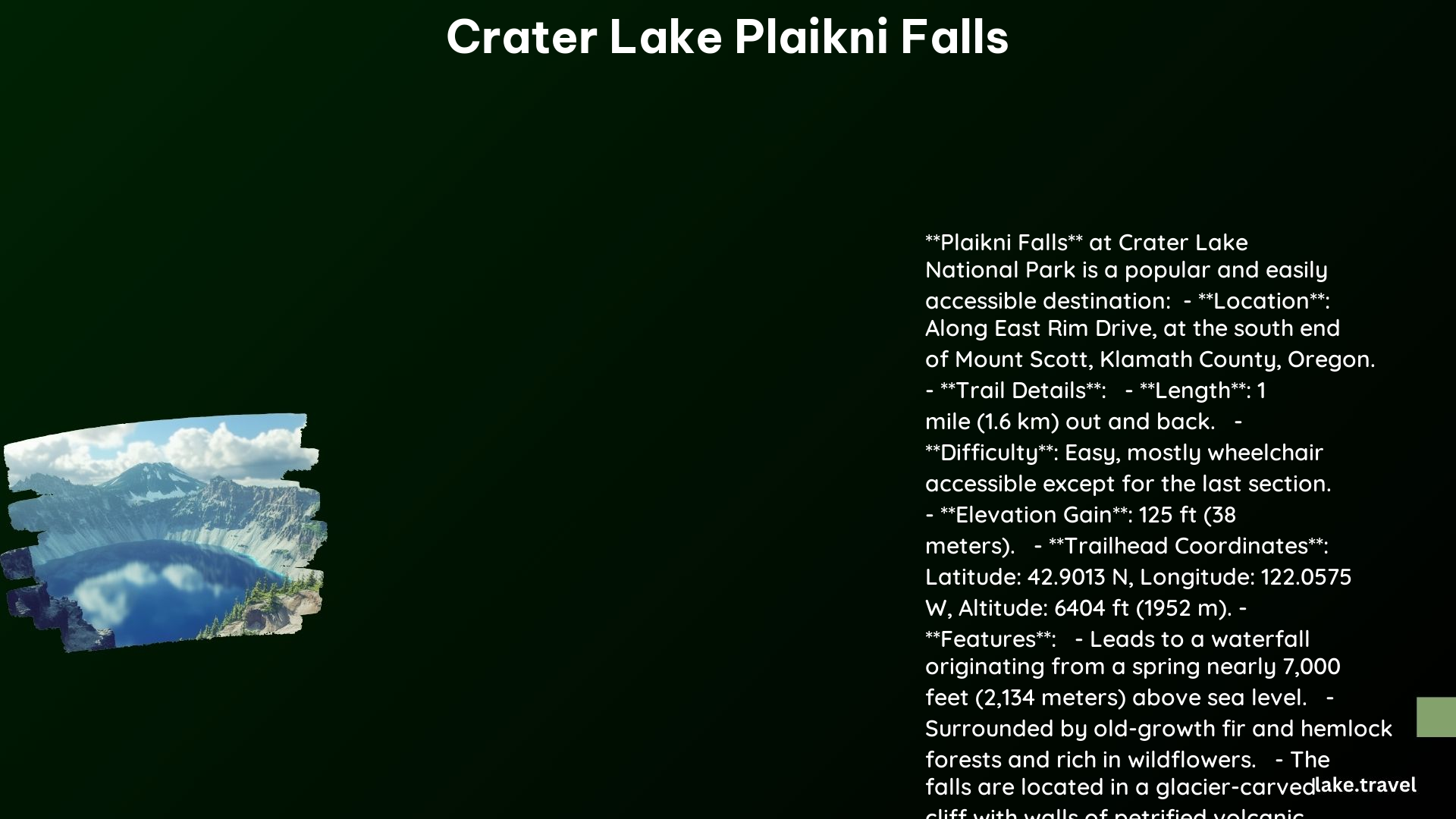 crater lake plaikni falls