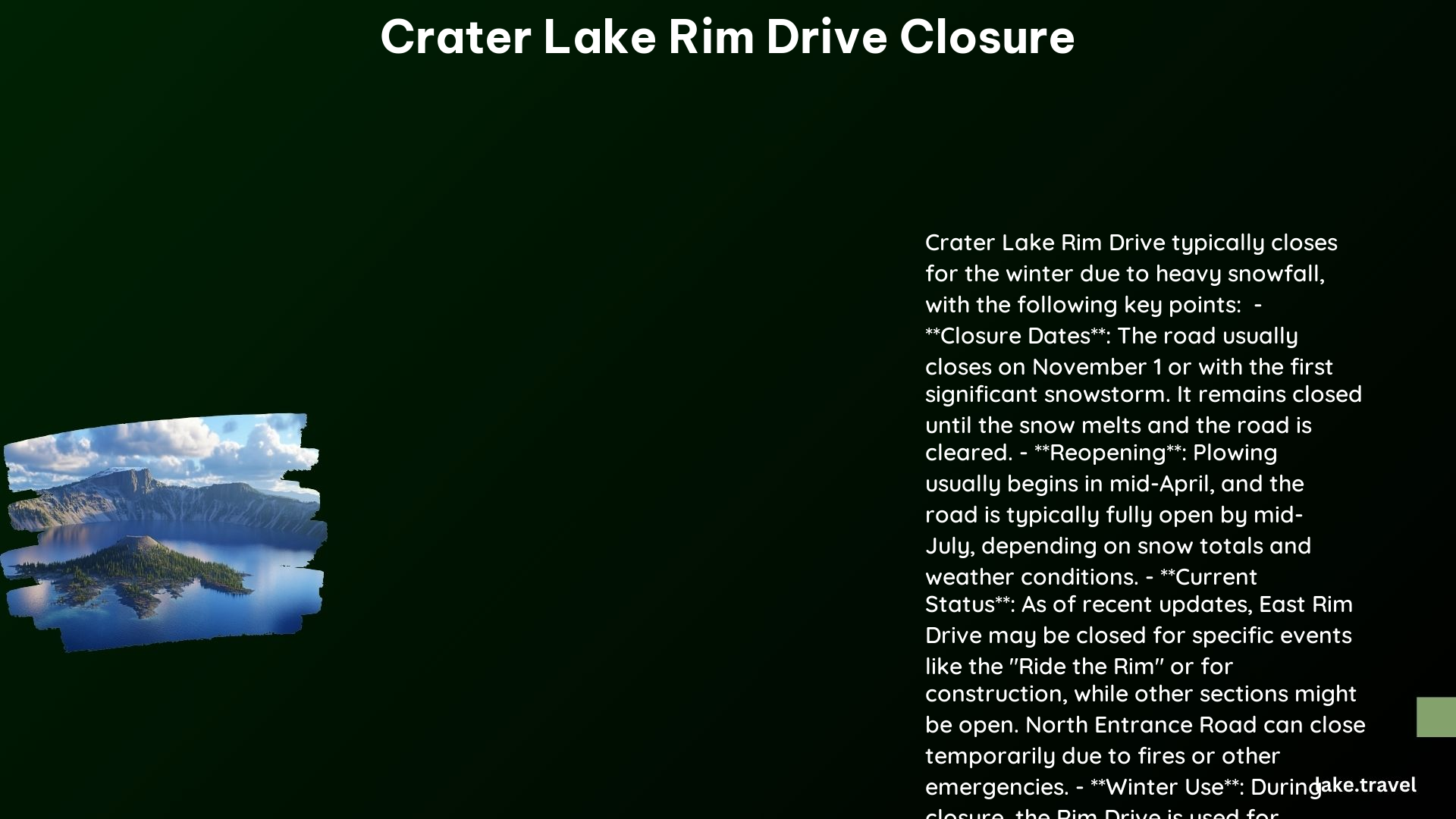 crater lake rim drive closure