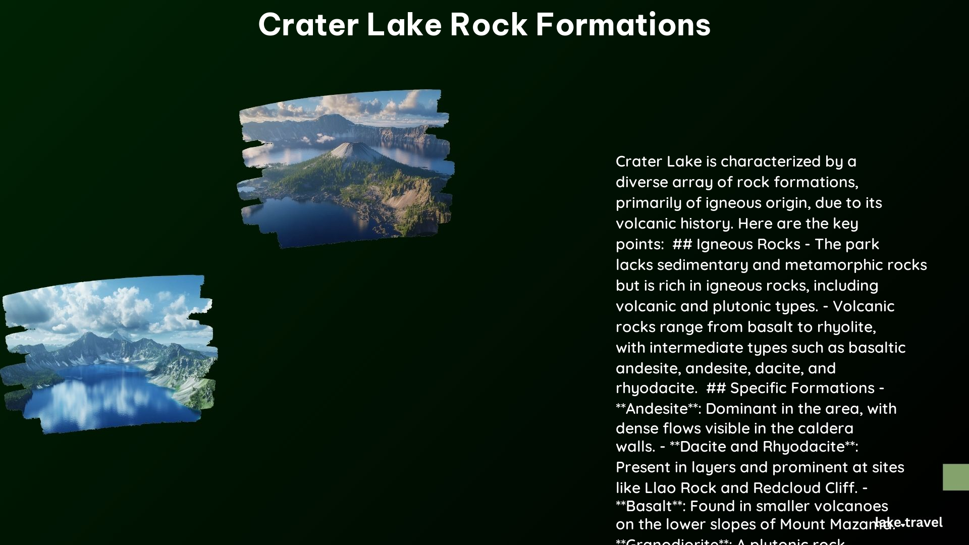 crater lake rock formations