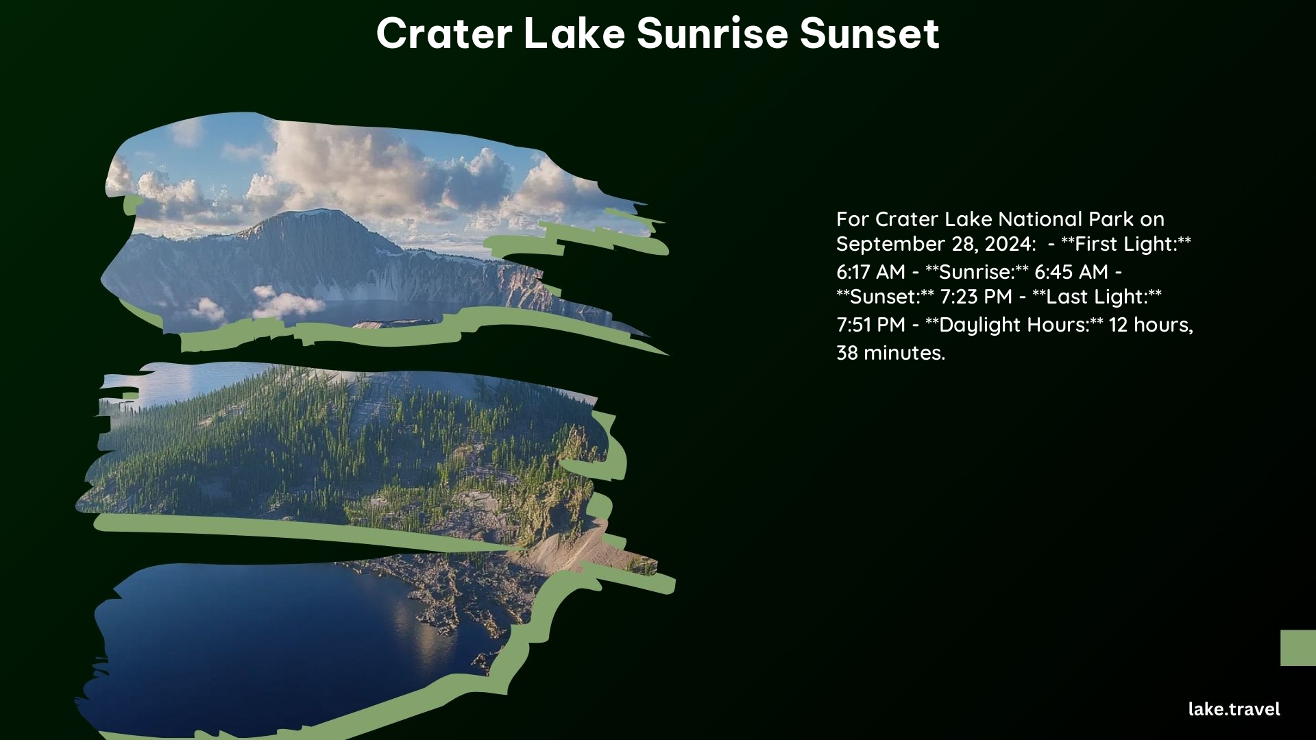 crater lake sunrise sunset