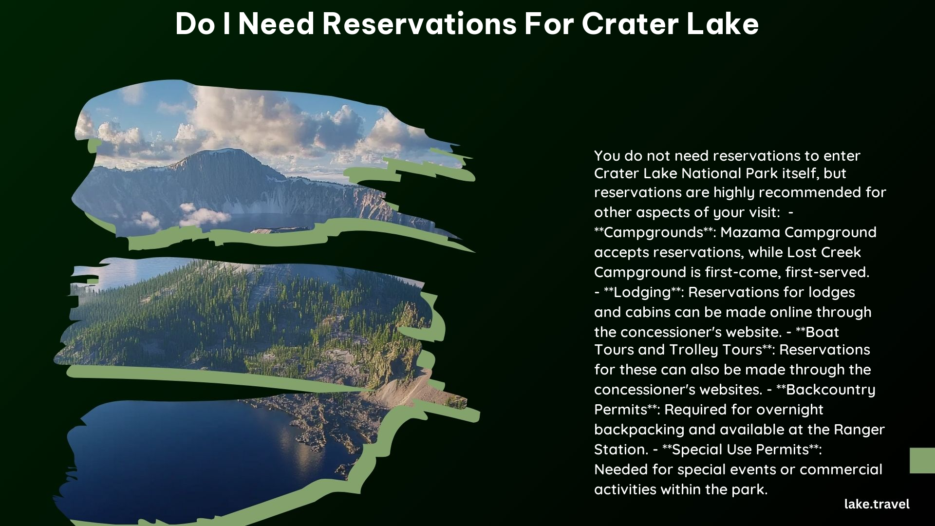 do i need reservations for crater lake