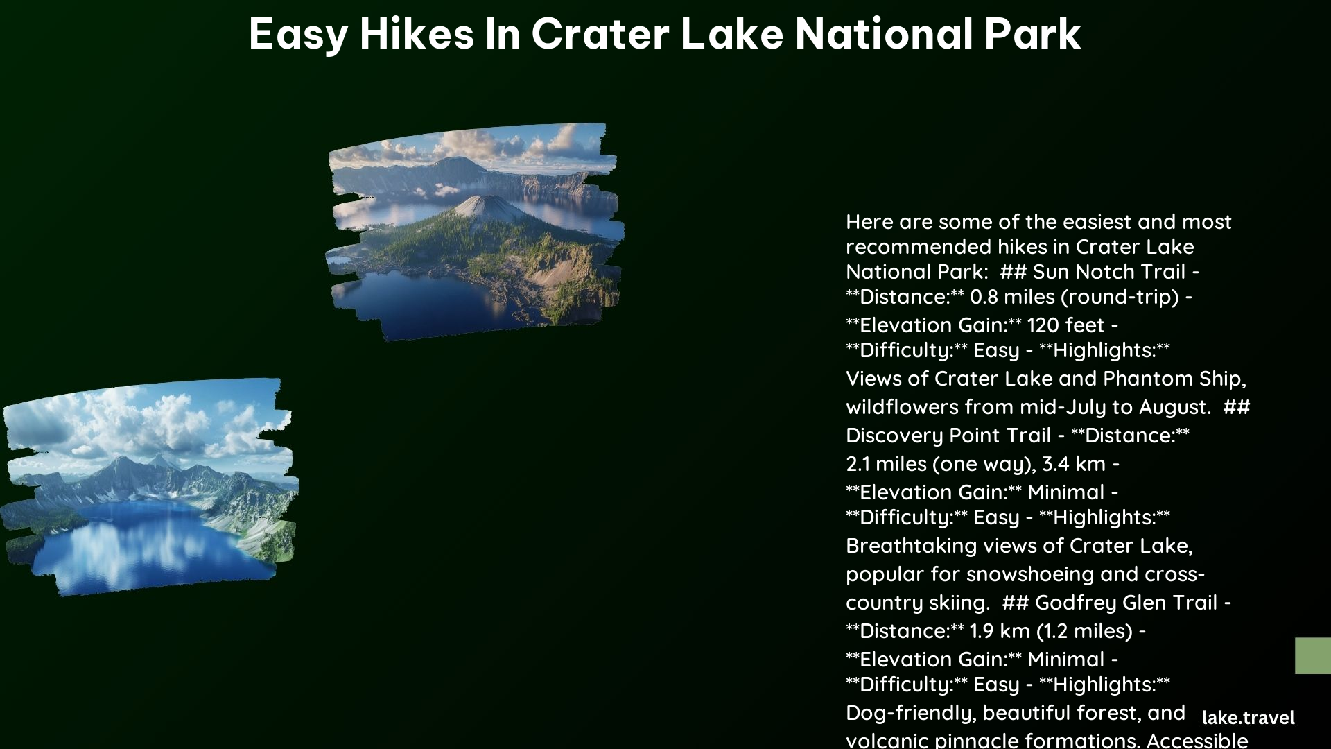 easy hikes in crater lake national park