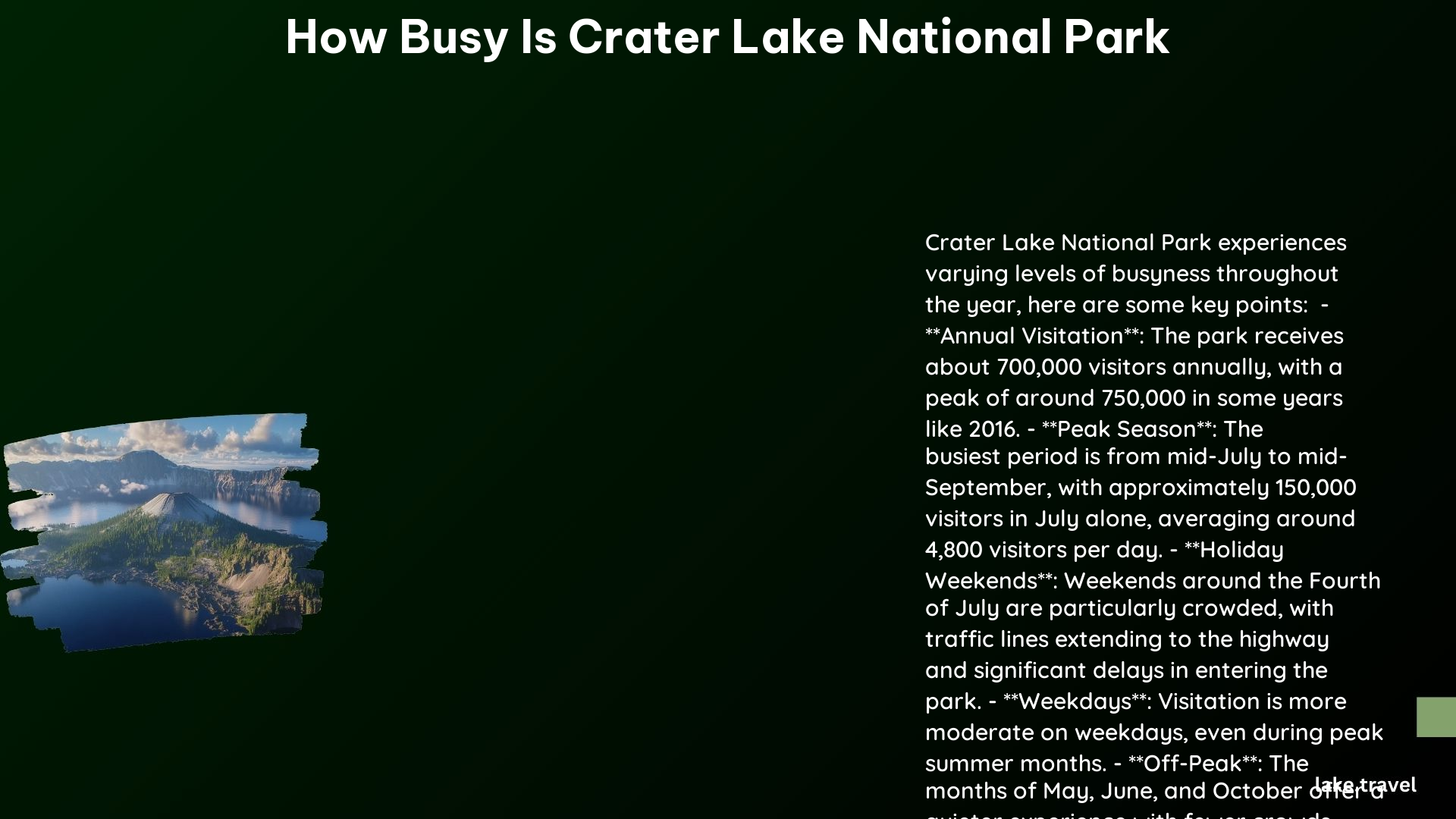 how busy is crater lake national park