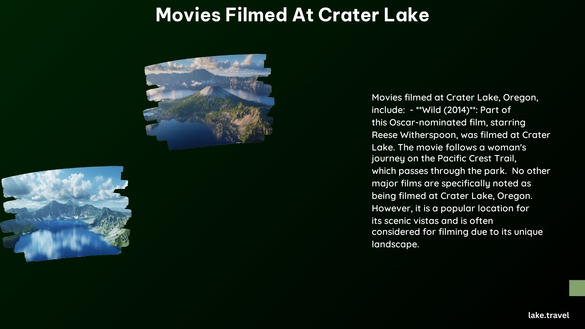 movies filmed at crater lake